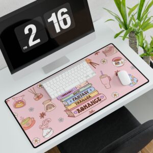 Romantic Bookstack Desk Mat - Perfect for Home Office & Creative Spaces