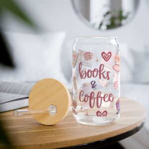 Books and Coffee Beer Can Glass